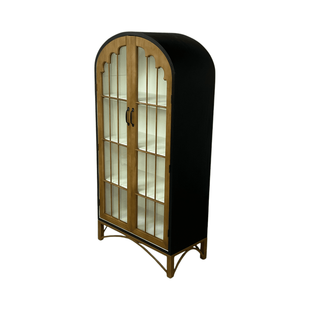 17 Stories Modern Black Solid Wood Glass China Cabinet - Thumbnail 5