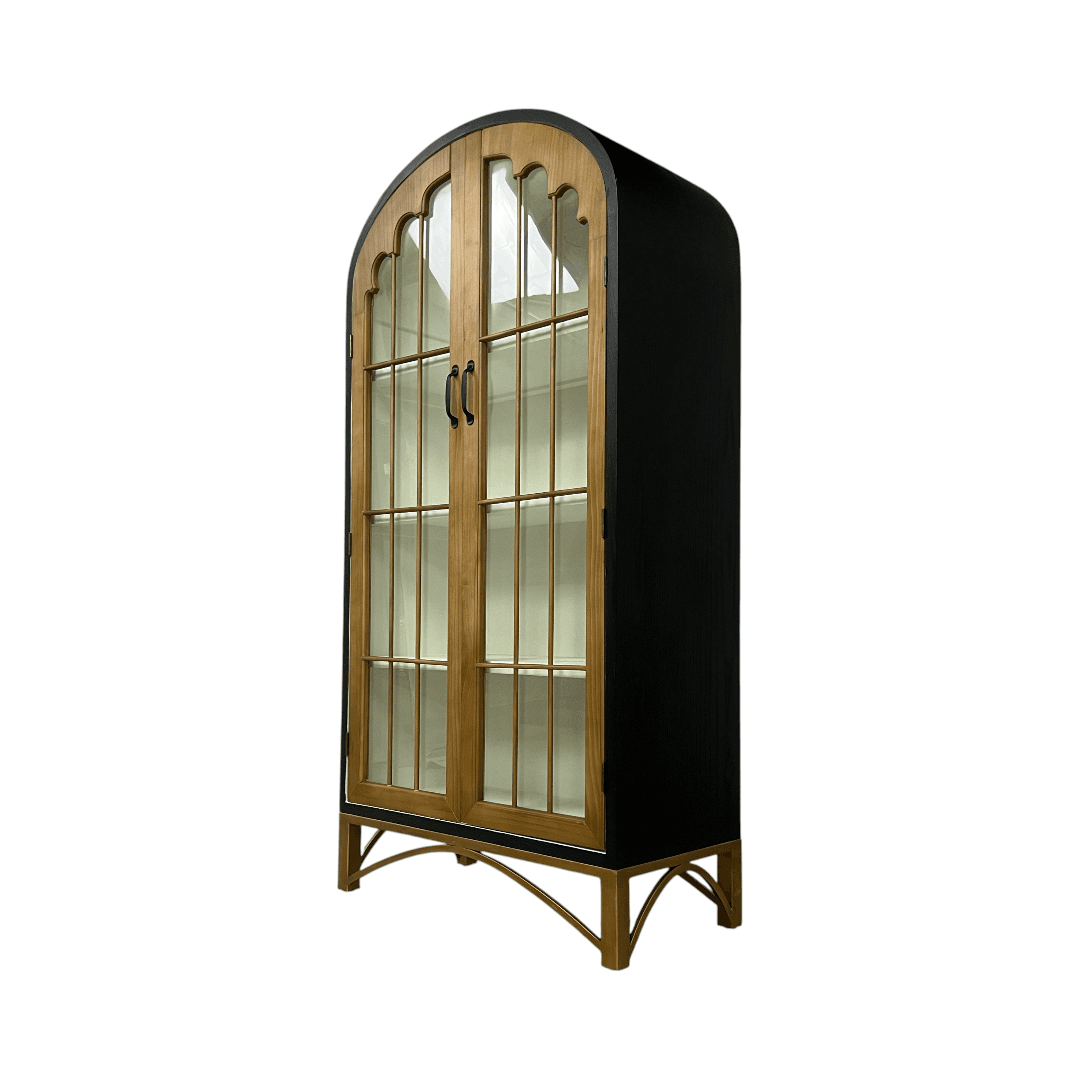 17 Stories Modern Black Solid Wood Glass China Cabinet - Thumbnail 8
