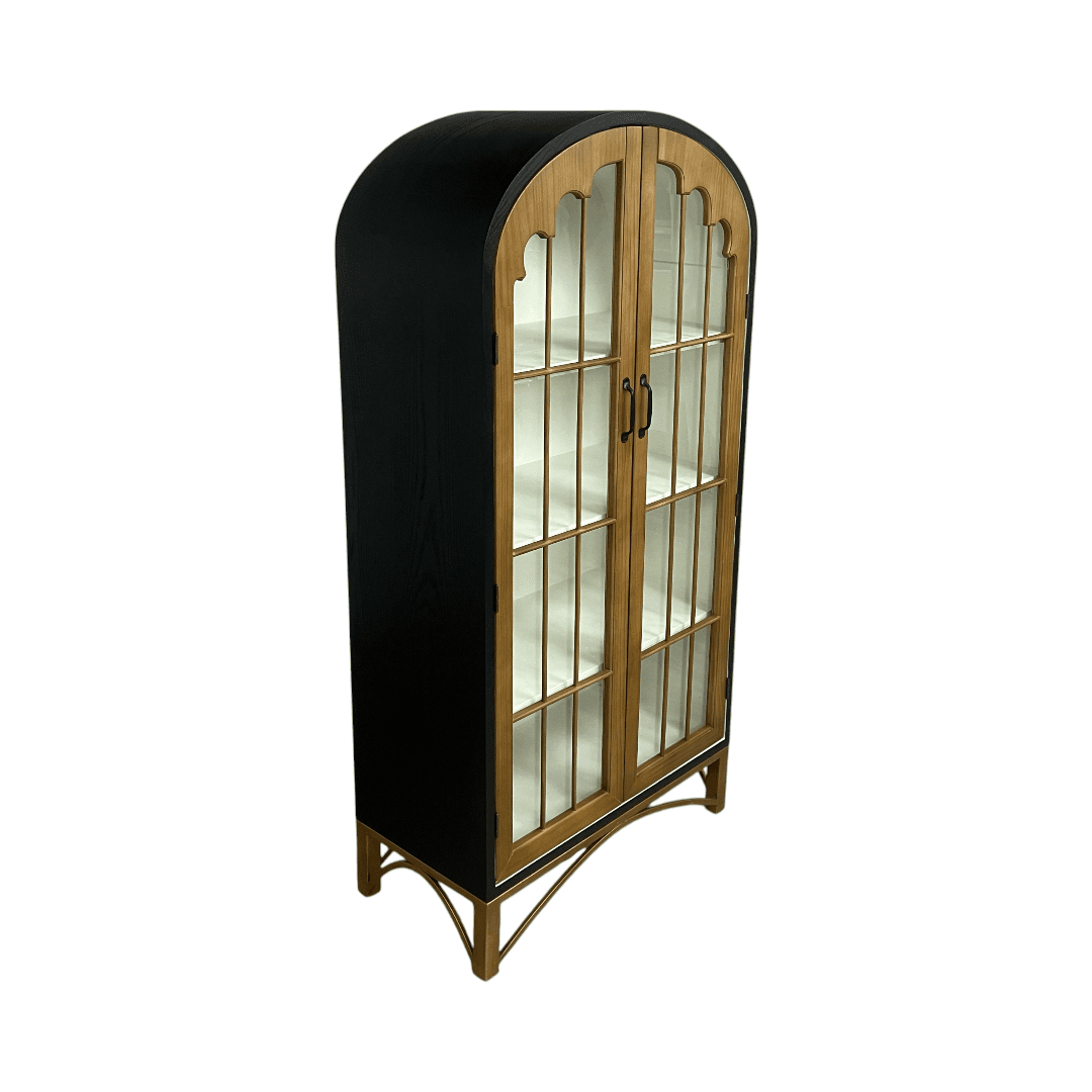 17 Stories Modern Black Solid Wood Glass China Cabinet - Thumbnail 4