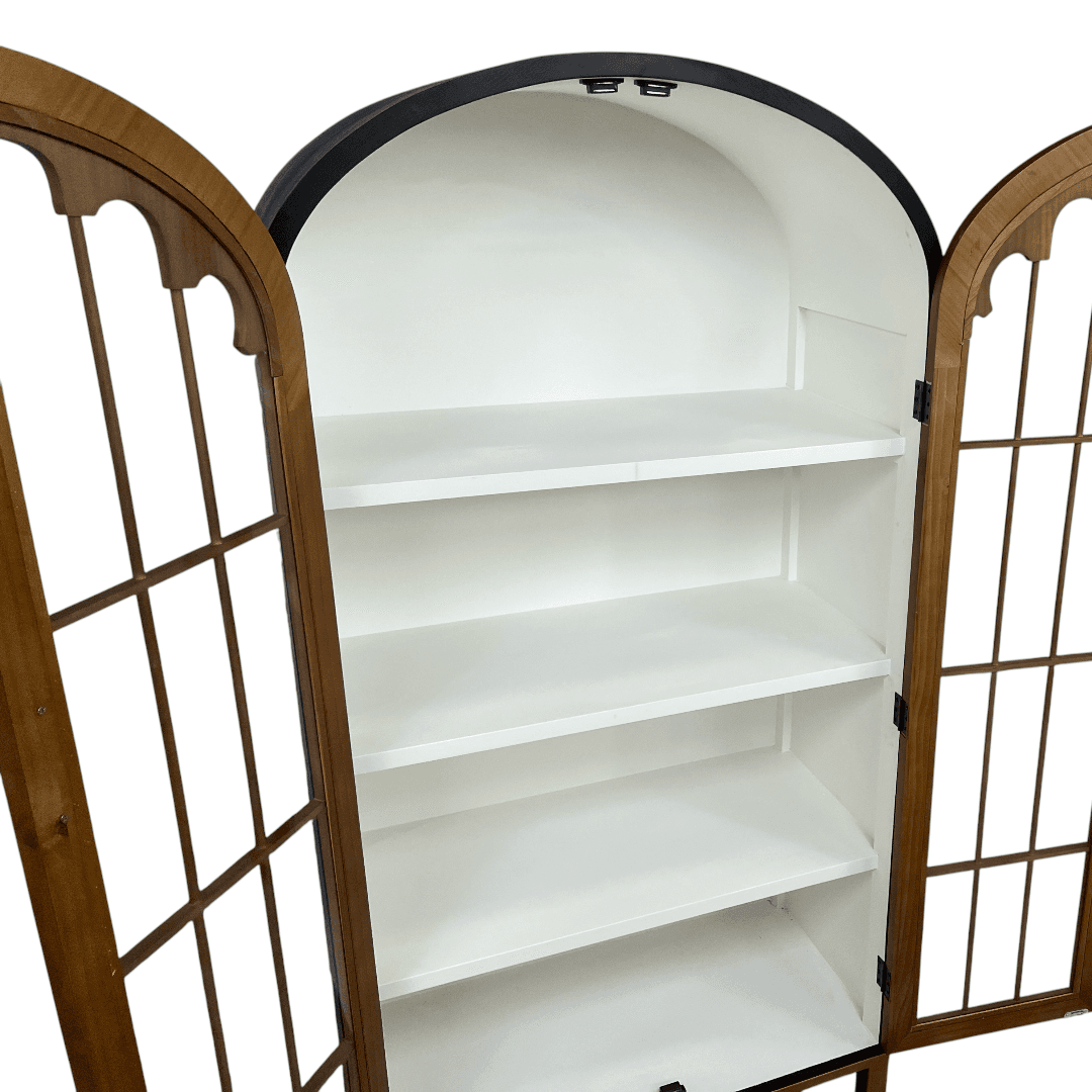 17 Stories Modern Black Solid Wood Glass China Cabinet - Thumbnail 7