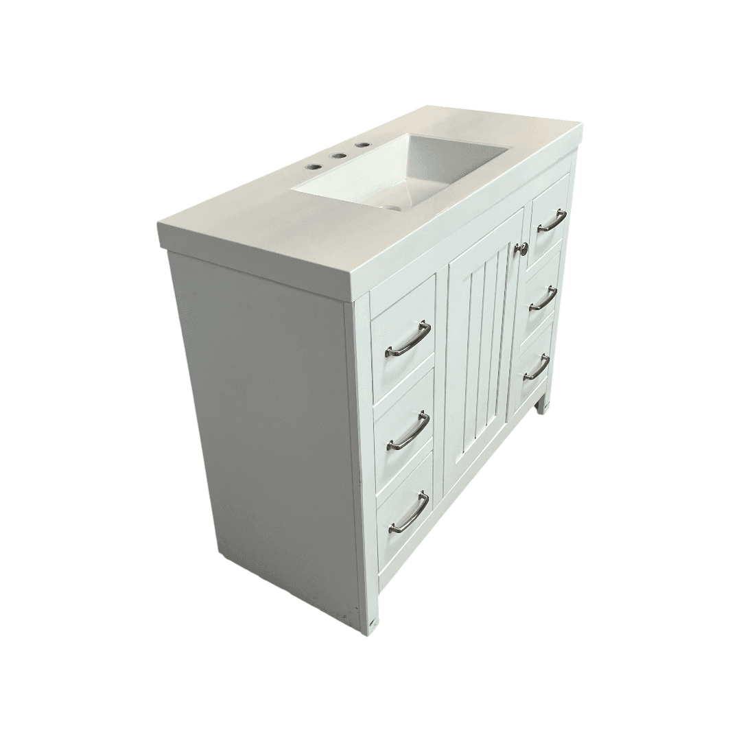 Sand and Stable Single Bathroom Vanity With Cultured Marble Top - Thumbnail 5