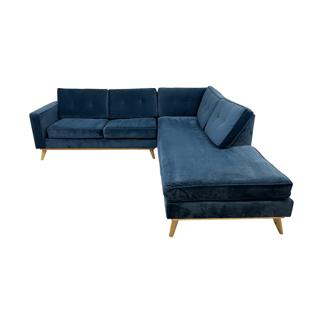 Etsy Artisan Blue Velvet Couch - Thumbnail 3