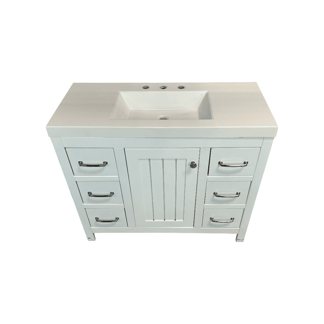 Sand and Stable Single Bathroom Vanity With Cultured Marble Top - Thumbnail 4
