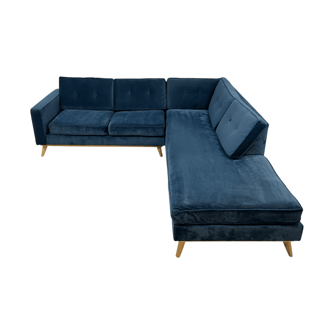 Etsy Artisan Blue Velvet Couch - Thumbnail 2