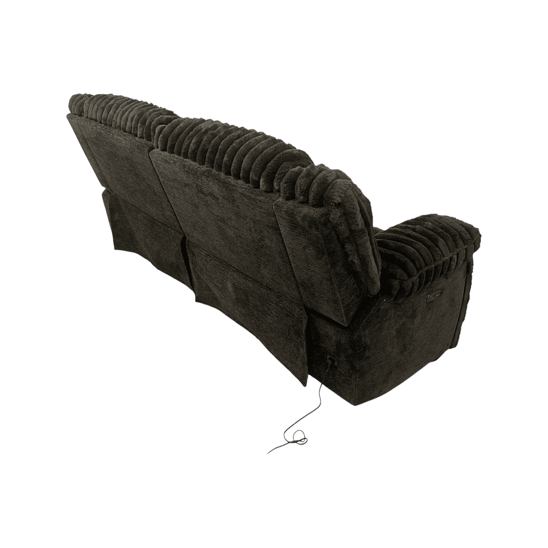 Mercer41 Rabbit Fur Power Reclining Sofa Couch With USB Charger And Cup Holder - Thumbnail 14