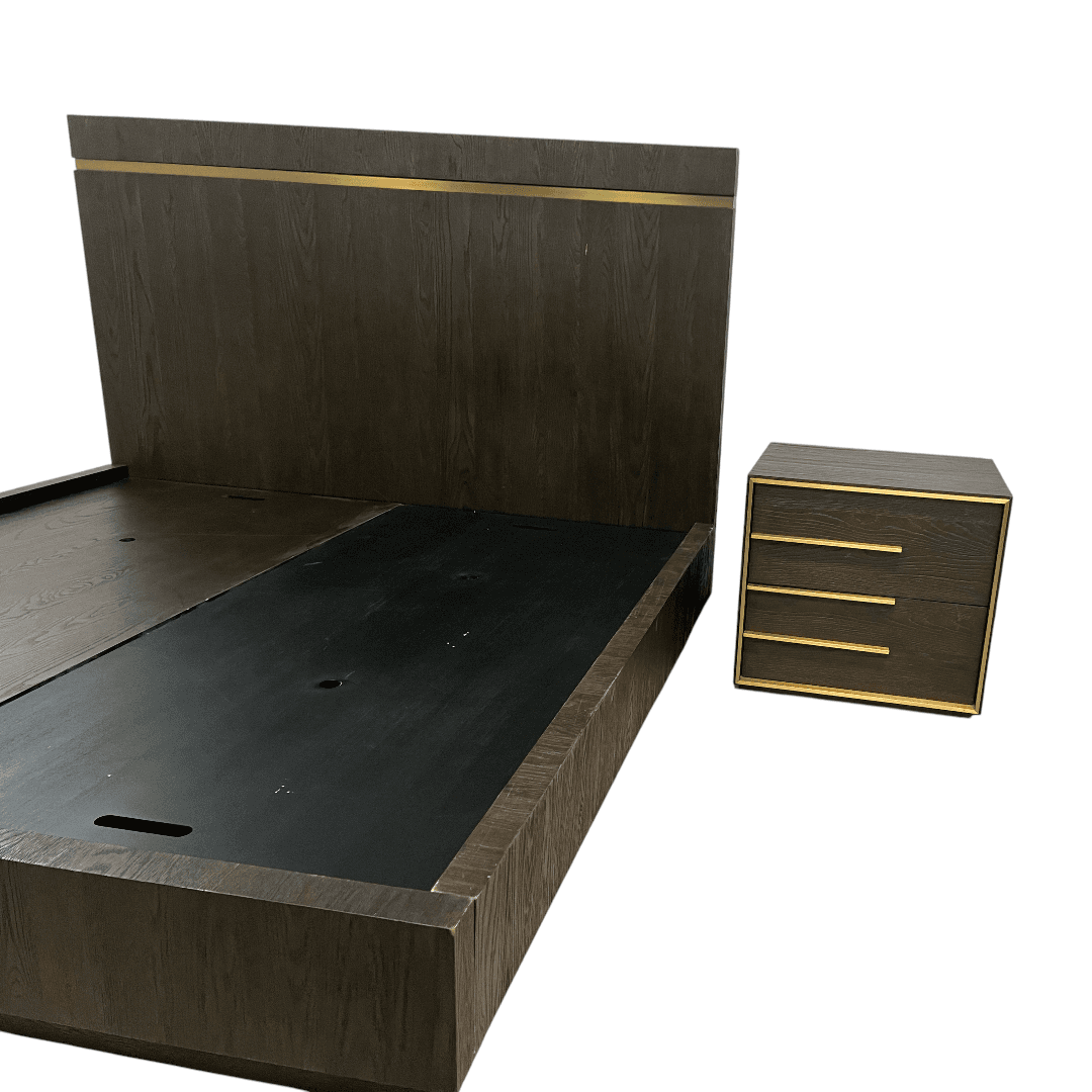 Restoration Hardware Bezier Panel King Bed and Closed Nightstand Set - Thumbnail 6