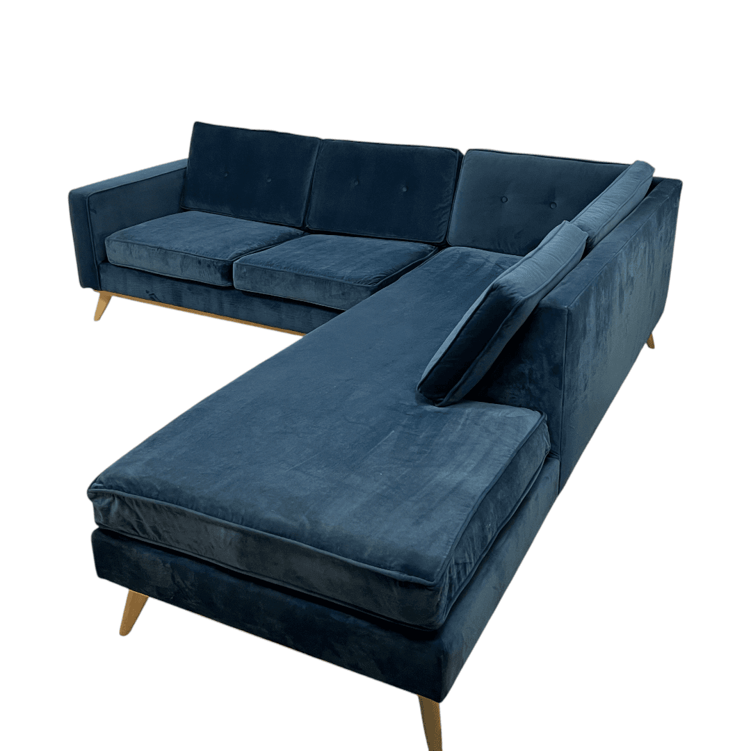 Etsy Artisan Blue Velvet Couch - Thumbnail 4