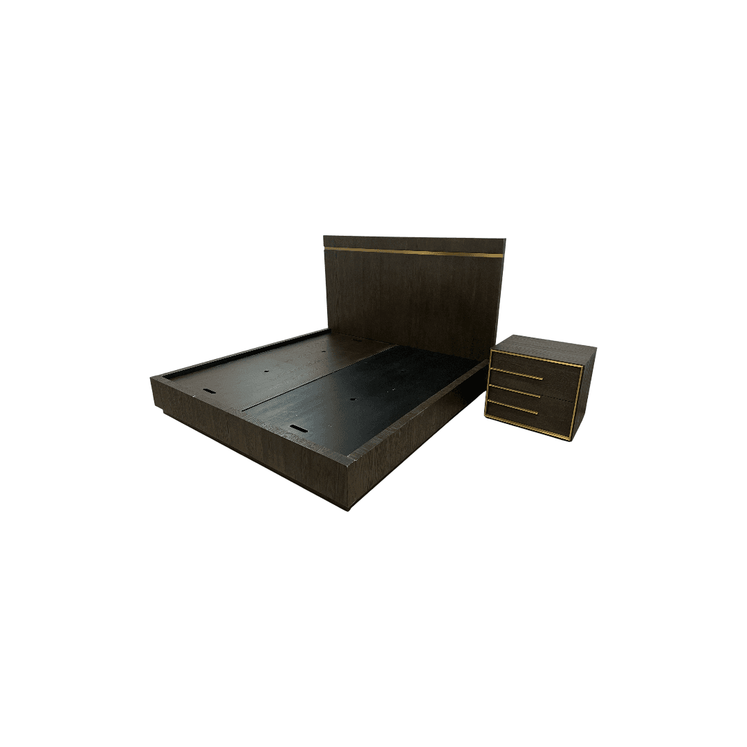 Restoration Hardware Bezier Panel King Bed and Closed Nightstand Set - Thumbnail 5