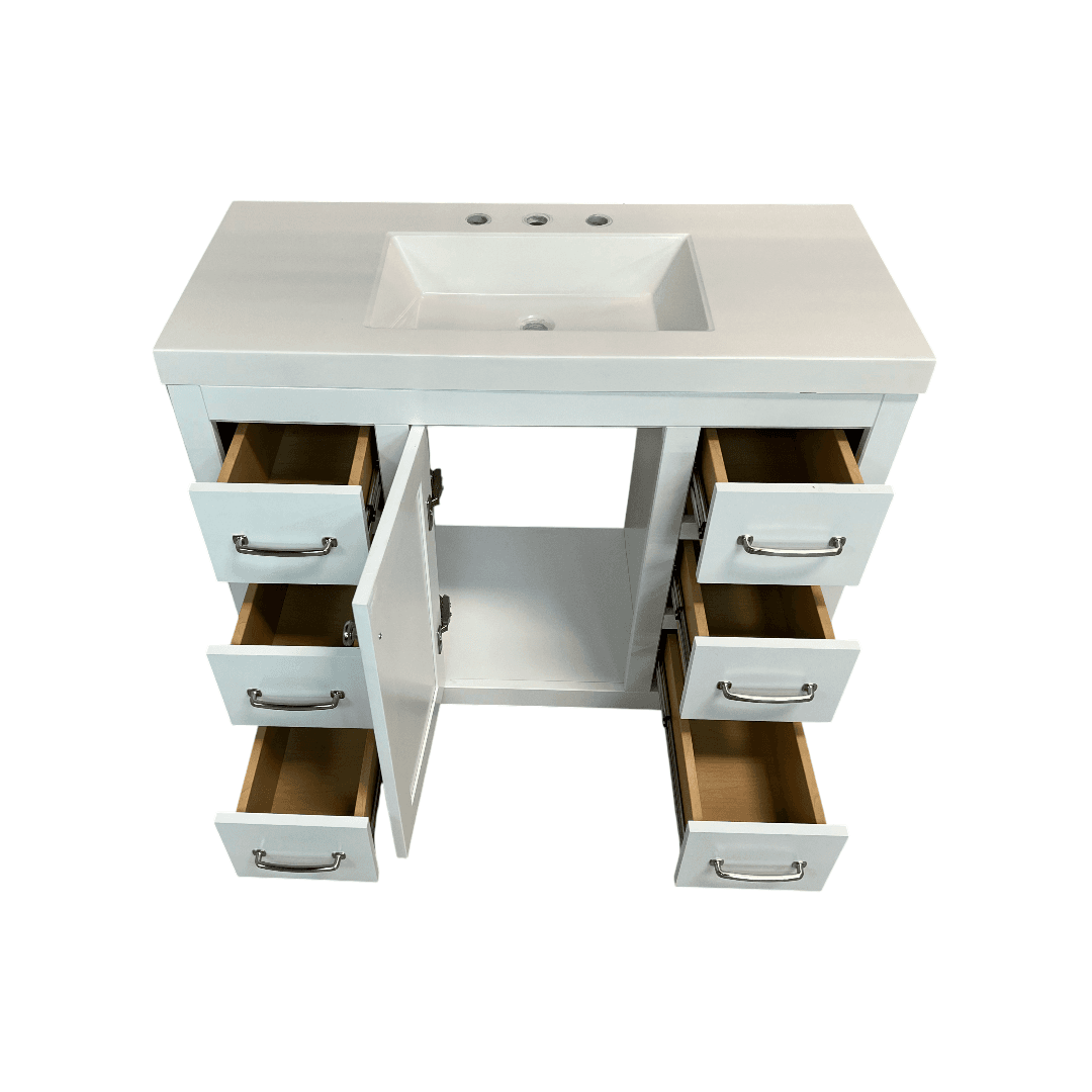 Sand and Stable Single Bathroom Vanity With Cultured Marble Top - Thumbnail 8