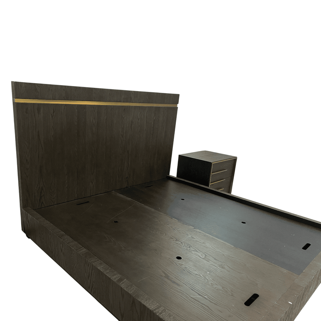 Restoration Hardware Bezier Panel King Bed and Closed Nightstand Set - Thumbnail 8