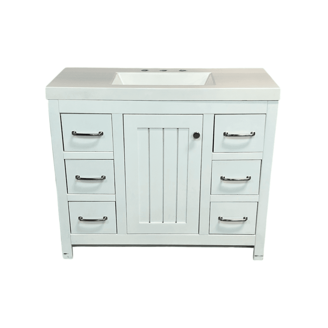 Sand and Stable Single Bathroom Vanity With Cultured Marble Top - Thumbnail 3