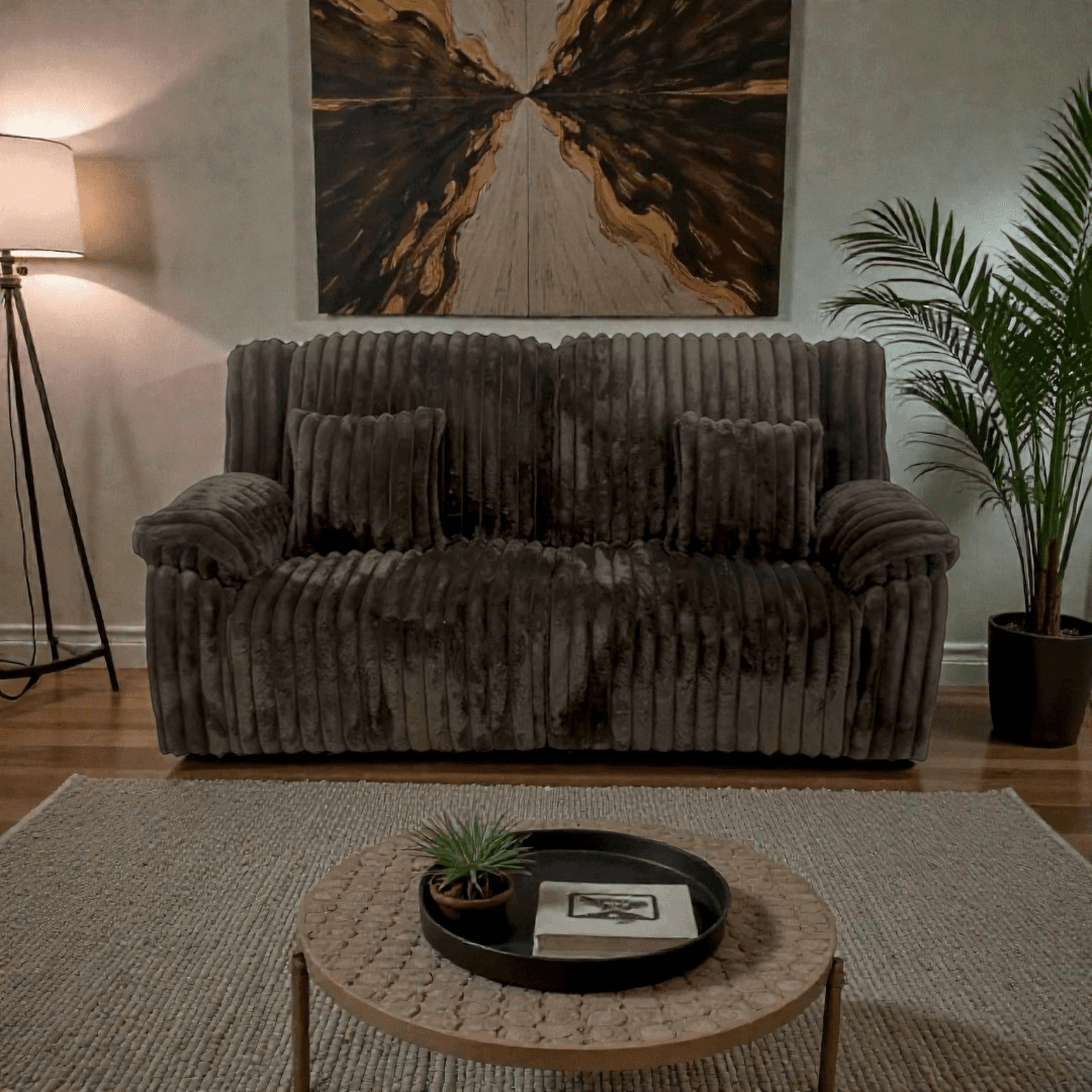 Mercer41 Rabbit Fur Power Reclining Sofa Couch With USB Charger And Cup Holder - Image 1