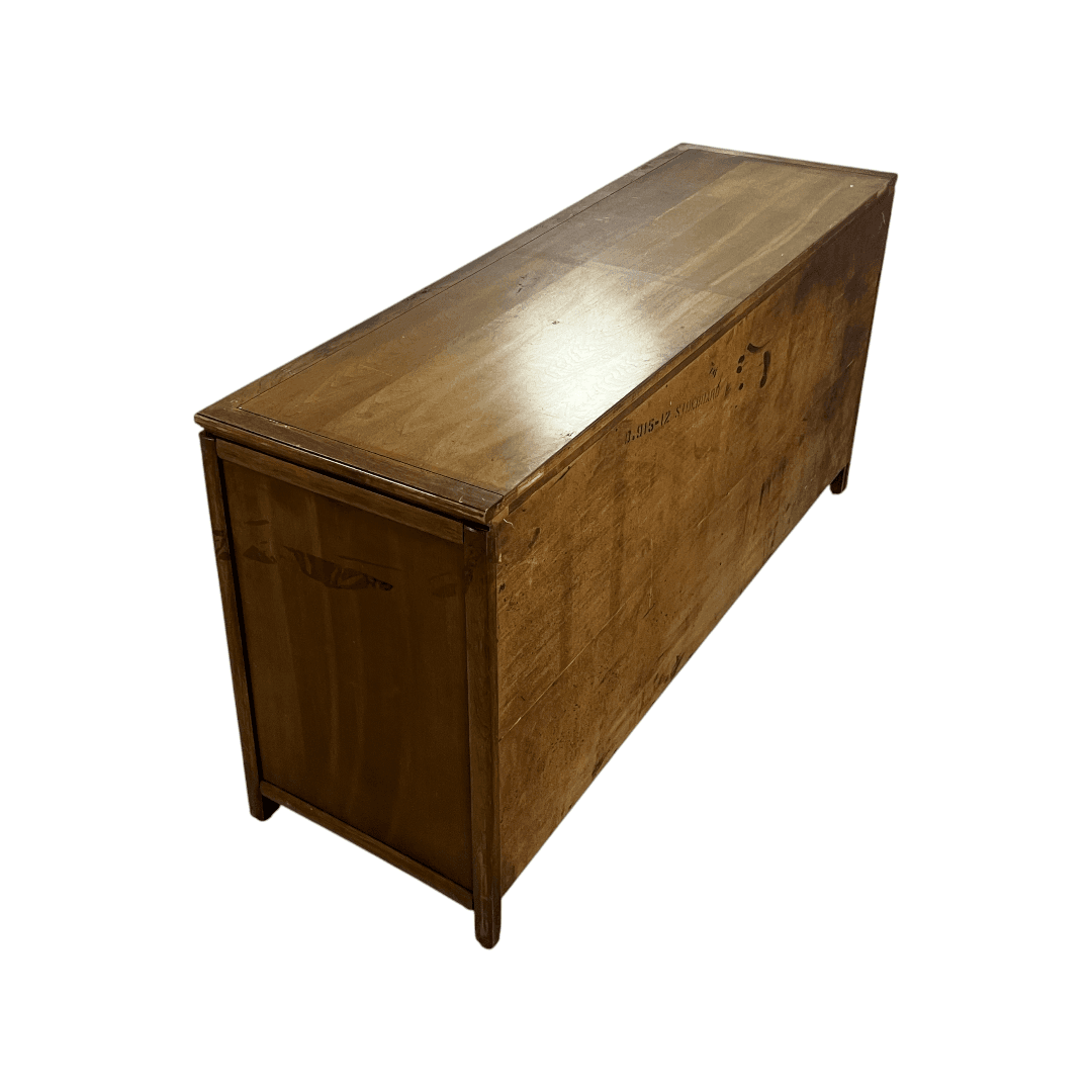 Diamond Parquet Pecan Wood Hollywood Regency Credenza - Thumbnail 25