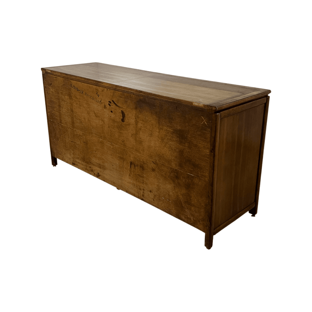 Diamond Parquet Pecan Wood Hollywood Regency Credenza - Thumbnail 24