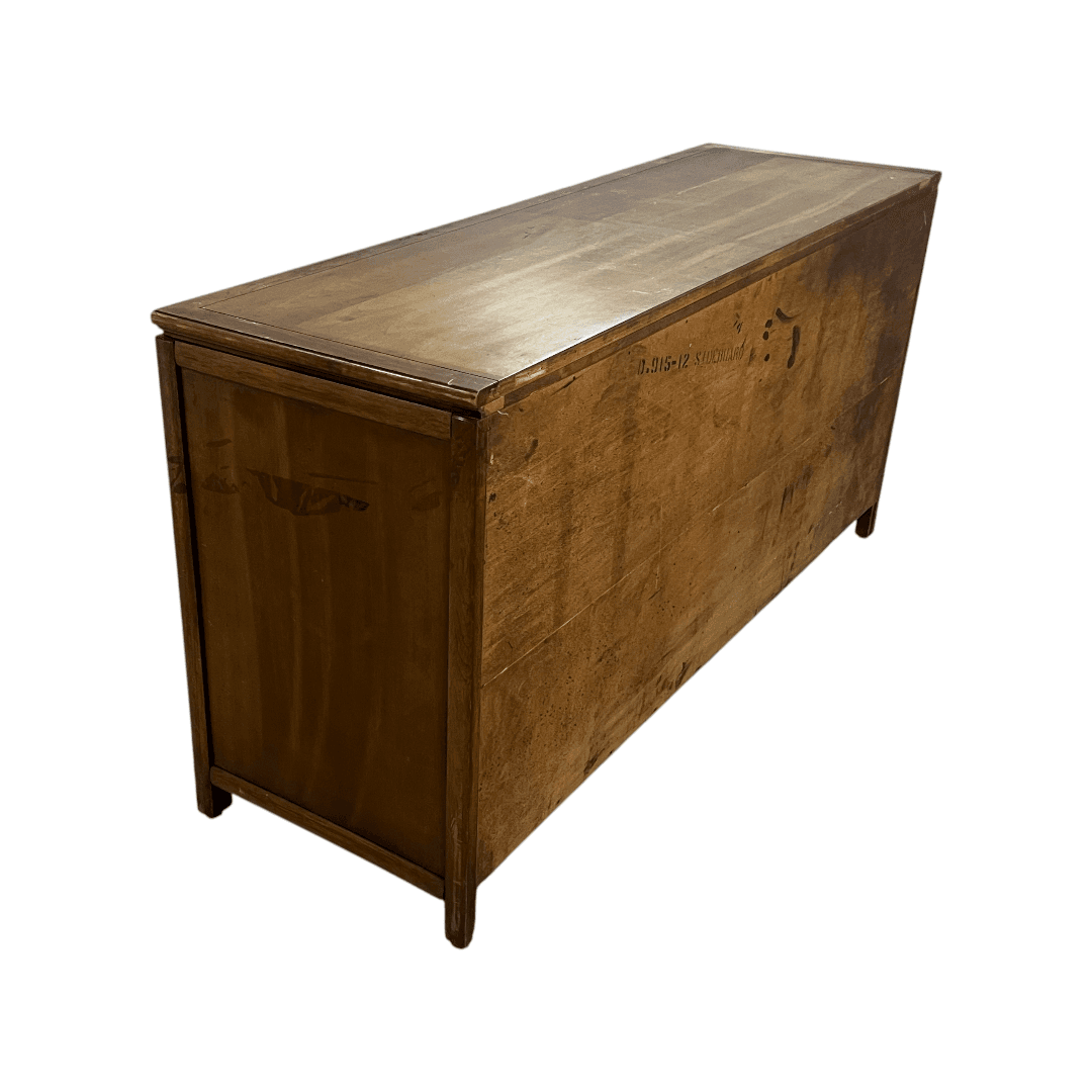 Diamond Parquet Pecan Wood Hollywood Regency Credenza - Thumbnail 26