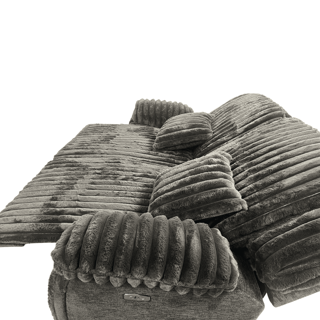 Mercer41 Rabbit Fur Power Reclining Sofa Couch With USB Charger And Cup Holder - Thumbnail 35