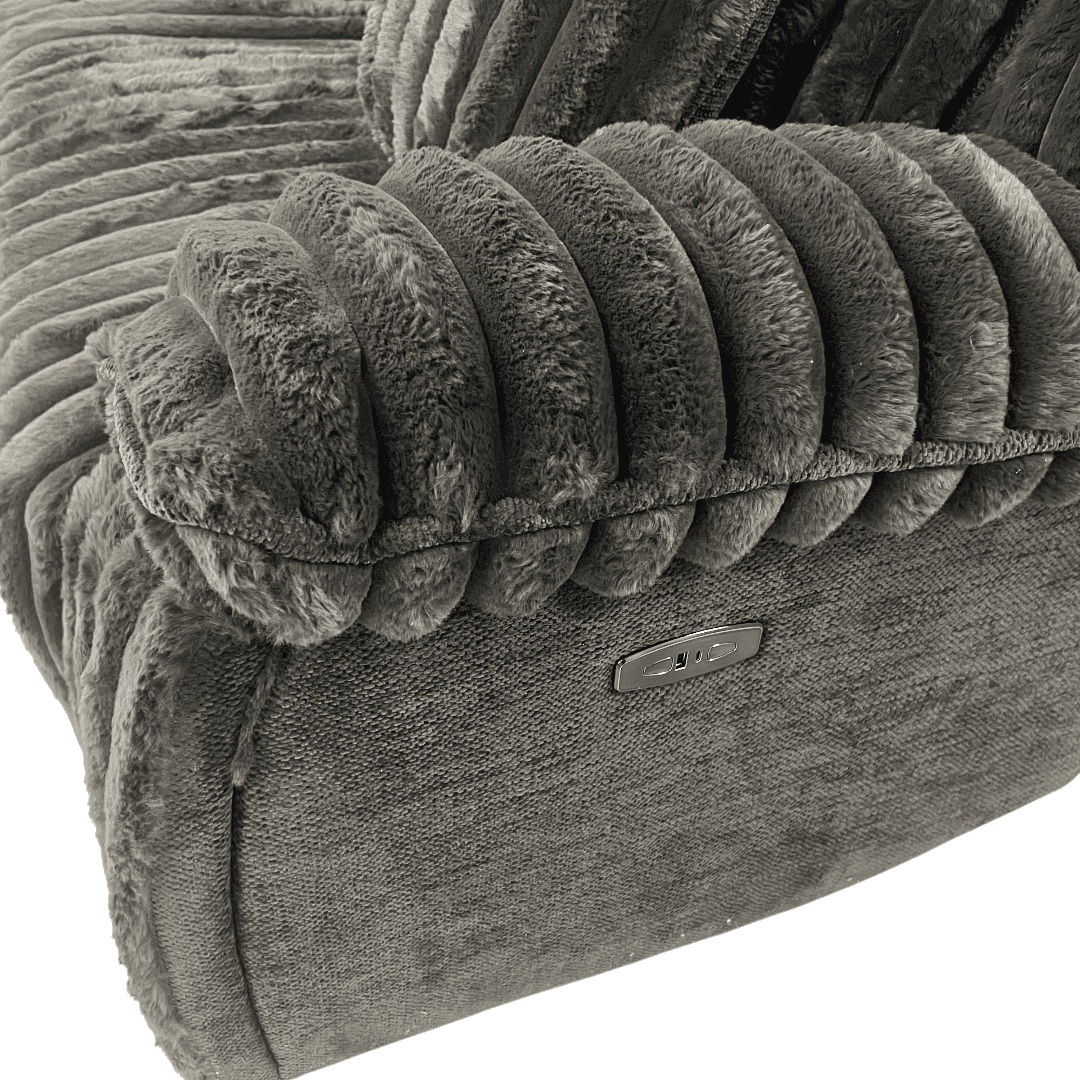 Mercer41 Rabbit Fur Power Reclining Sofa Couch With USB Charger And Cup Holder - Thumbnail 30