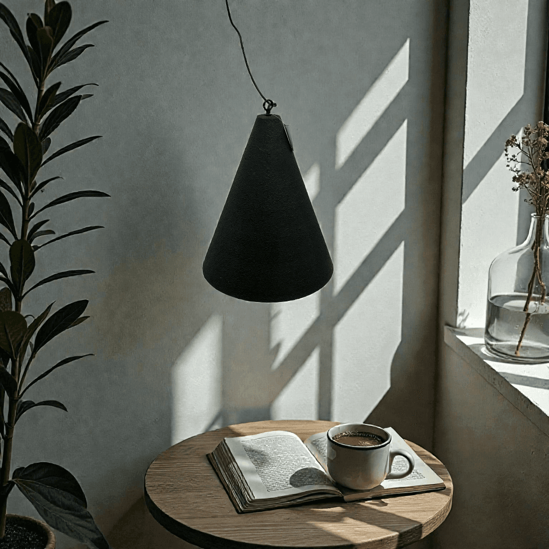 Four Hands Grazia Pendant - Matte Black Plaster - Image 1