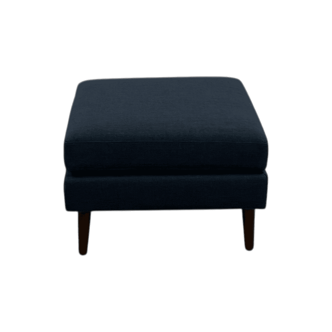 Burrow Nomad Ottoman - Navy Blue with Walnut Wood Leg Finish - Thumbnail 4
