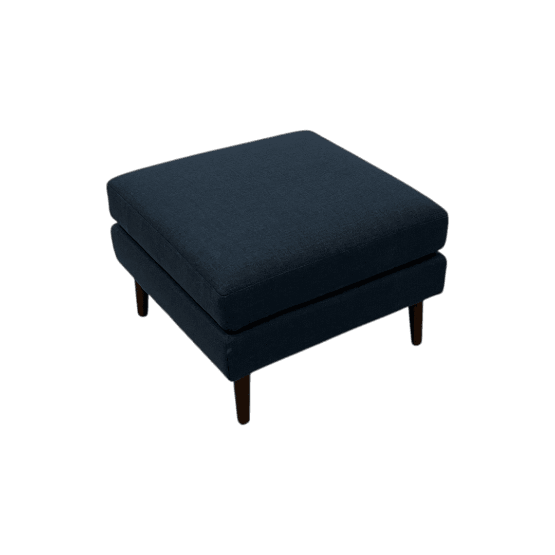 Burrow Nomad Ottoman - Navy Blue with Walnut Wood Leg Finish - Thumbnail 2
