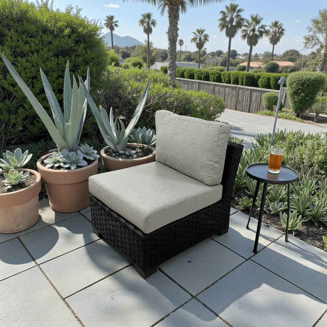 Ashley Beachcroft Outdoor Armless Chair with Cushion - Image 1