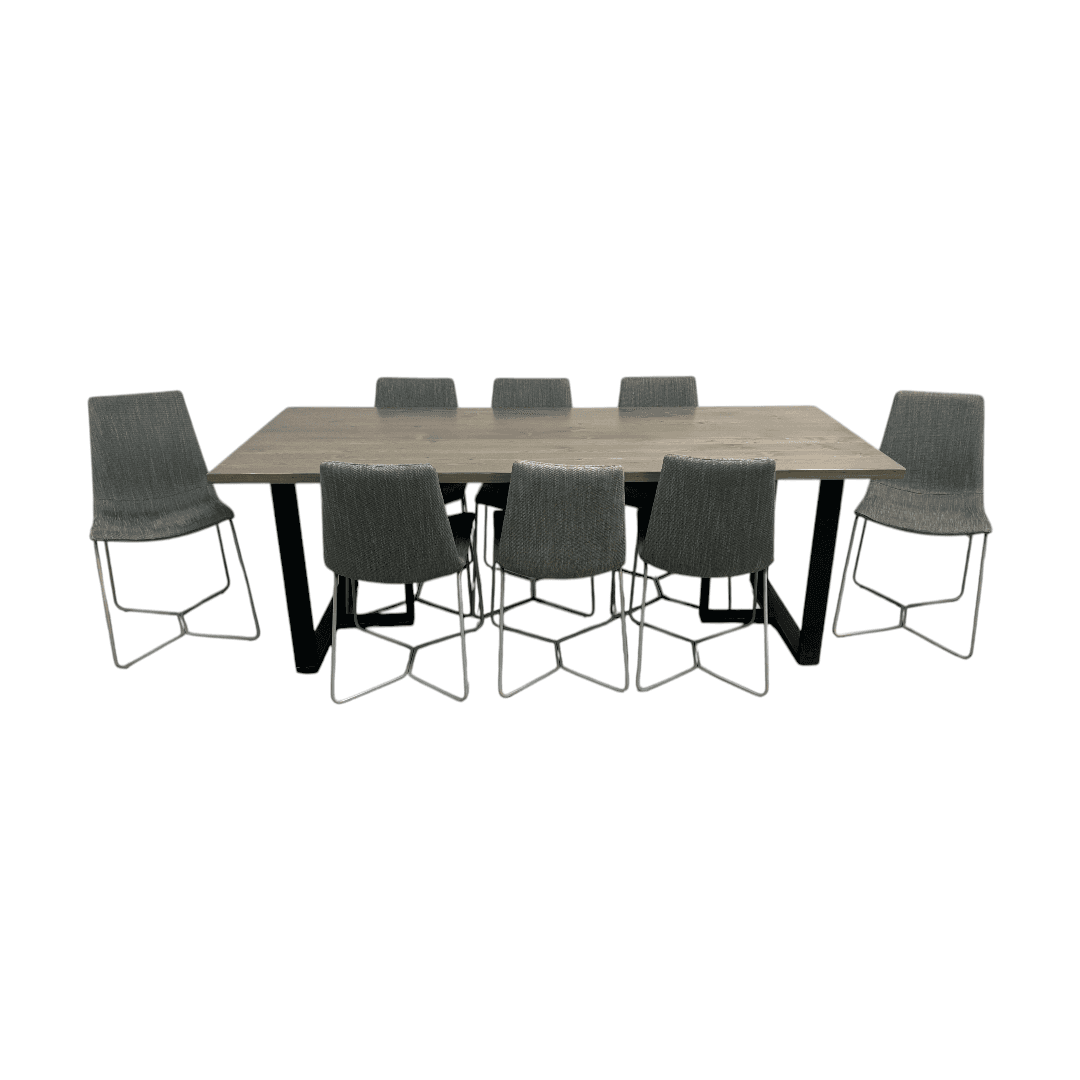 Urban Wood Goods Uptown Reclaimed Wood Dining Table and West Elm Slope Dining Chair Set - Thumbnail 4