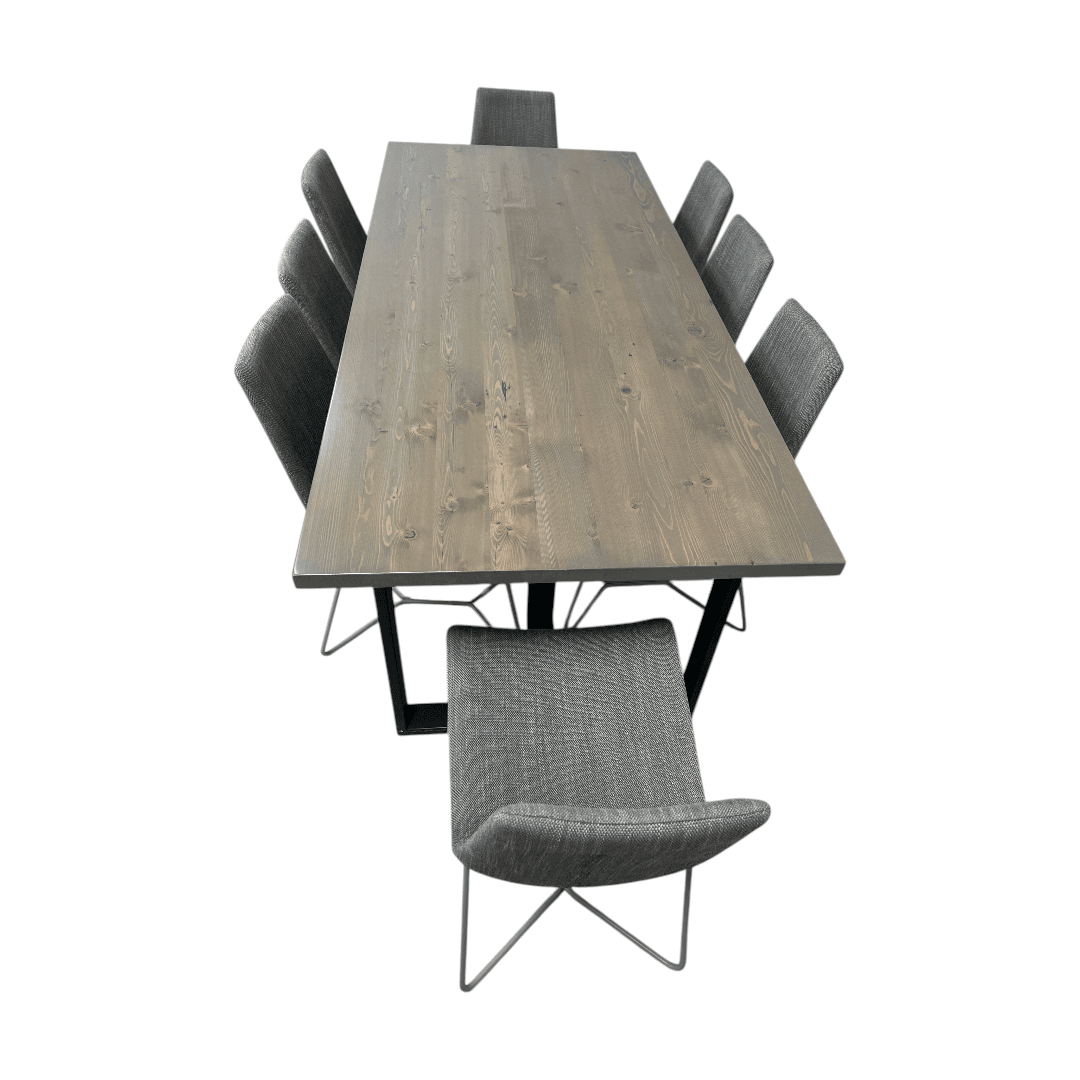 Urban Wood Goods Uptown Reclaimed Wood Dining Table and West Elm Slope Dining Chair Set - Thumbnail 7