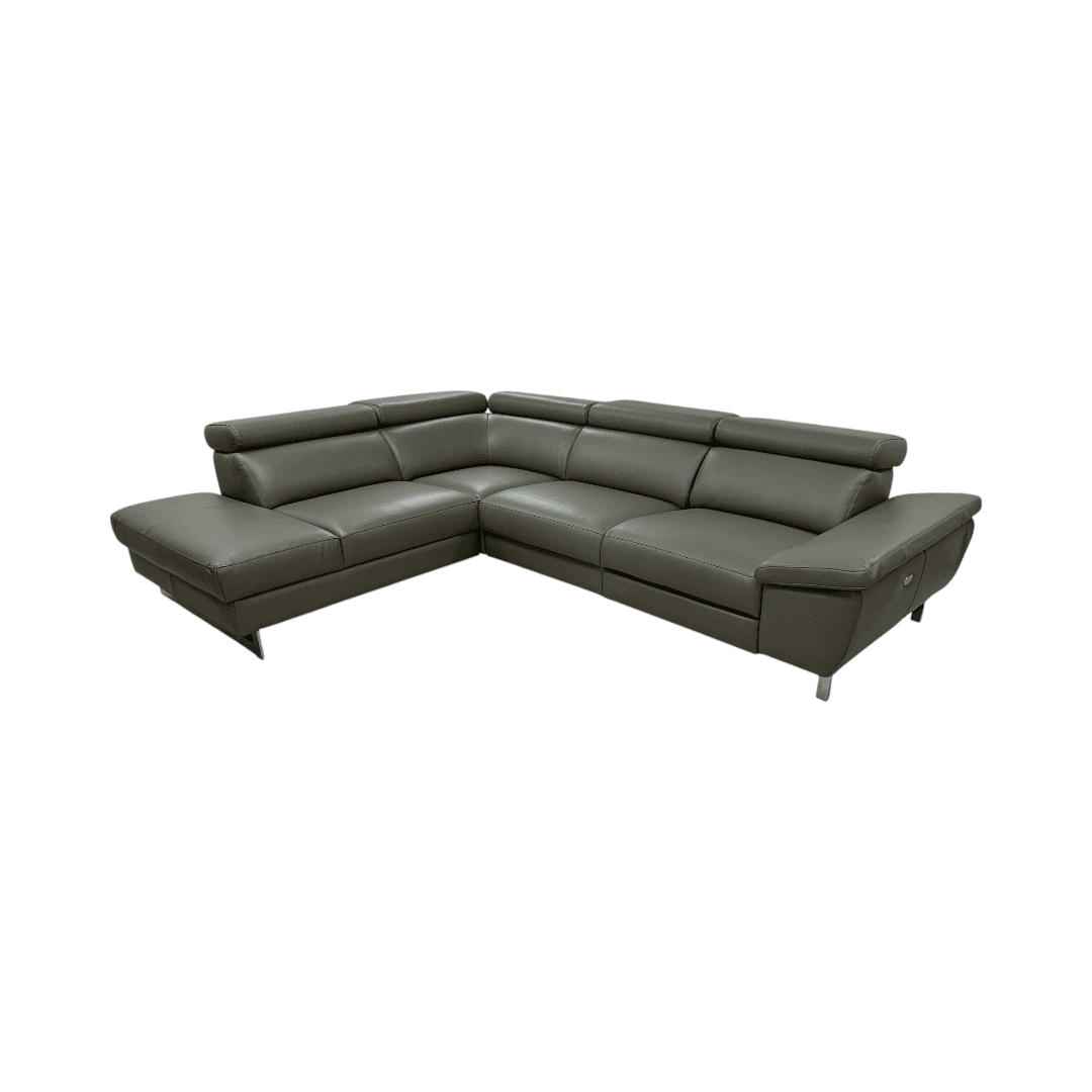 Ebern Designs Italian Leather Power Reclining European Sectional with Adjustable Headrests & Armrest Veeha - Thumbnail 2