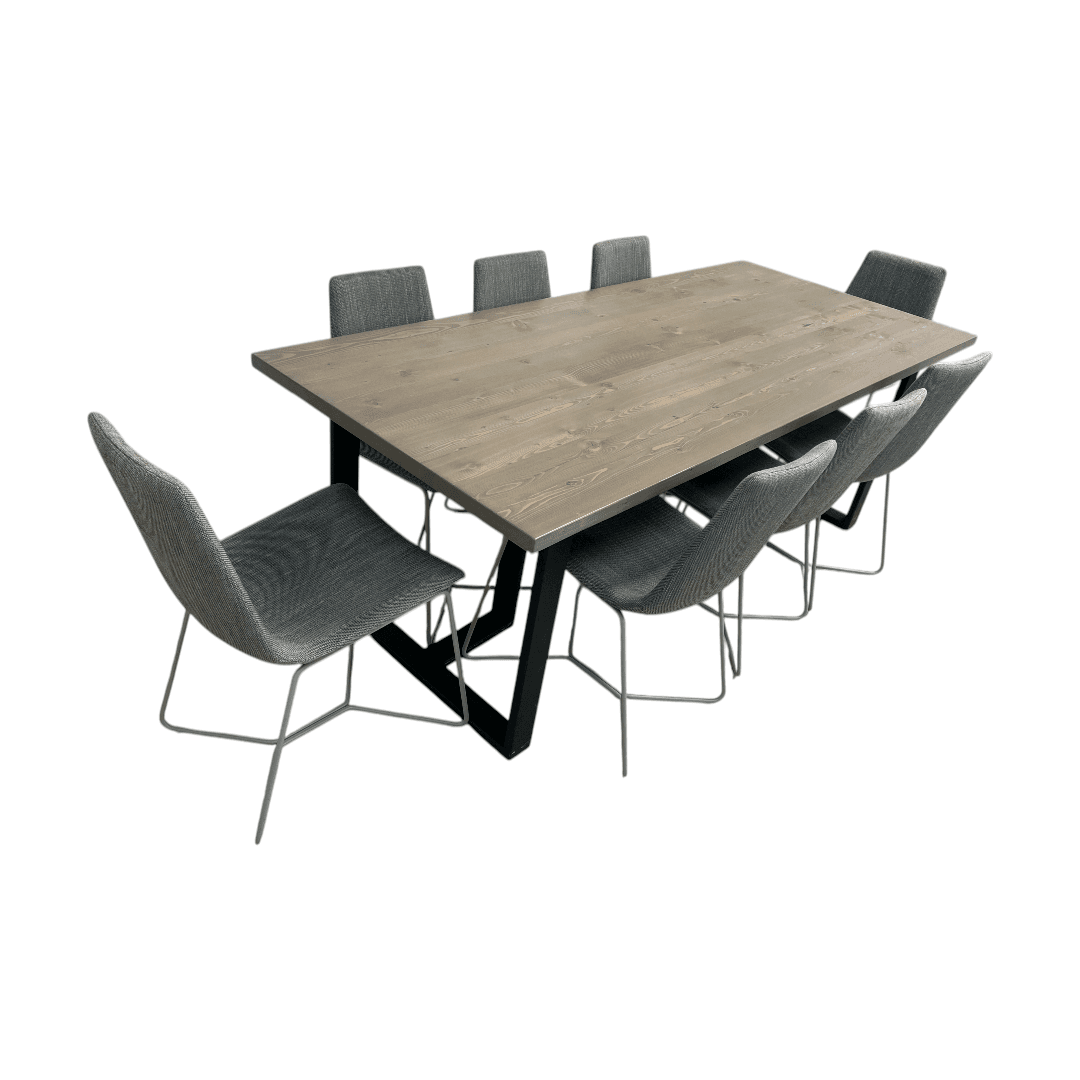 Urban Wood Goods Uptown Reclaimed Wood Dining Table and West Elm Slope Dining Chair Set - Thumbnail 5