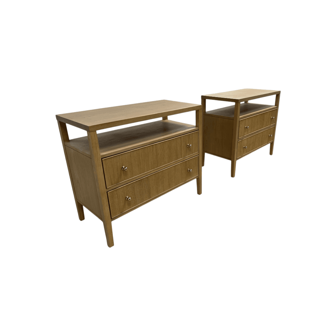 Hokku Designs Taube Highland Open Shelf 2-Drawer Nightstand Set - Thumbnail 2
