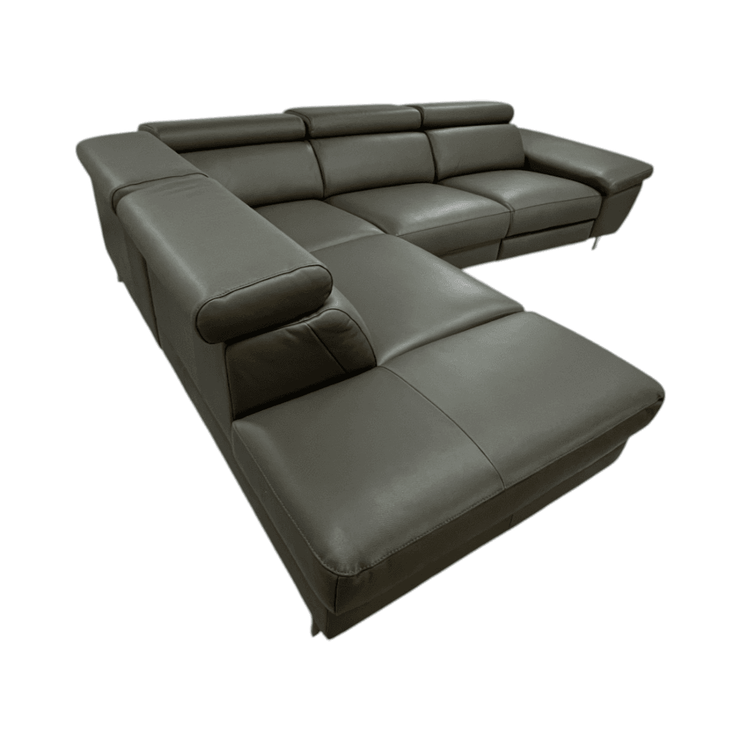 Ebern Designs Italian Leather Power Reclining European Sectional with Adjustable Headrests & Armrest Veeha - Thumbnail 3
