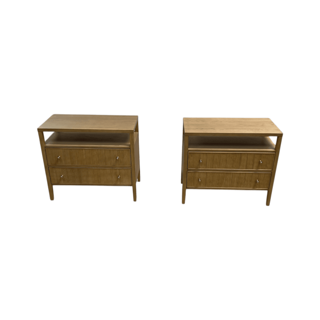 Hokku Designs Taube Highland Open Shelf 2-Drawer Nightstand Set - Thumbnail 4