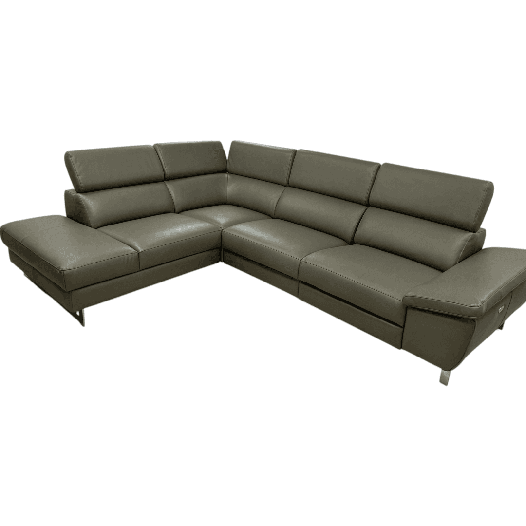 Ebern Designs Italian Leather Power Reclining European Sectional with Adjustable Headrests & Armrest Veeha - Thumbnail 11