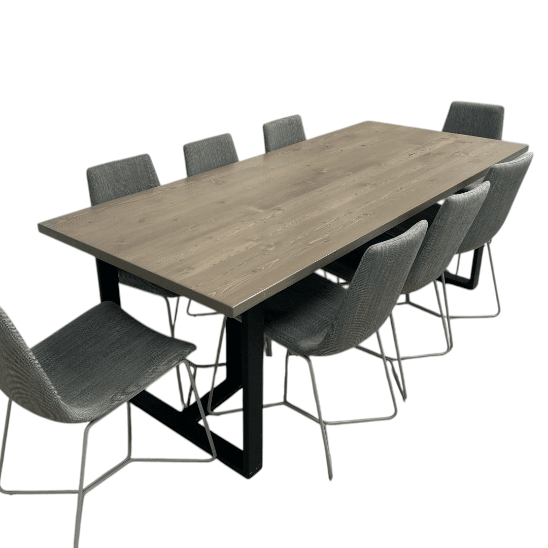 Urban Wood Goods Uptown Reclaimed Wood Dining Table and West Elm Slope Dining Chair Set - Thumbnail 9