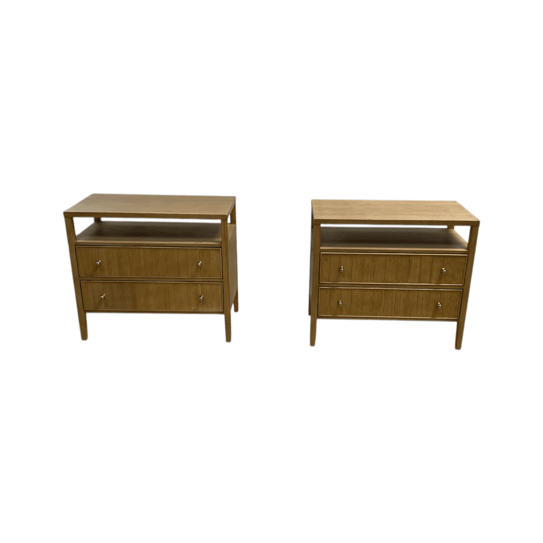 Hokku Designs Taube Highland Open Shelf 2-Drawer Nightstand Set - Thumbnail 3