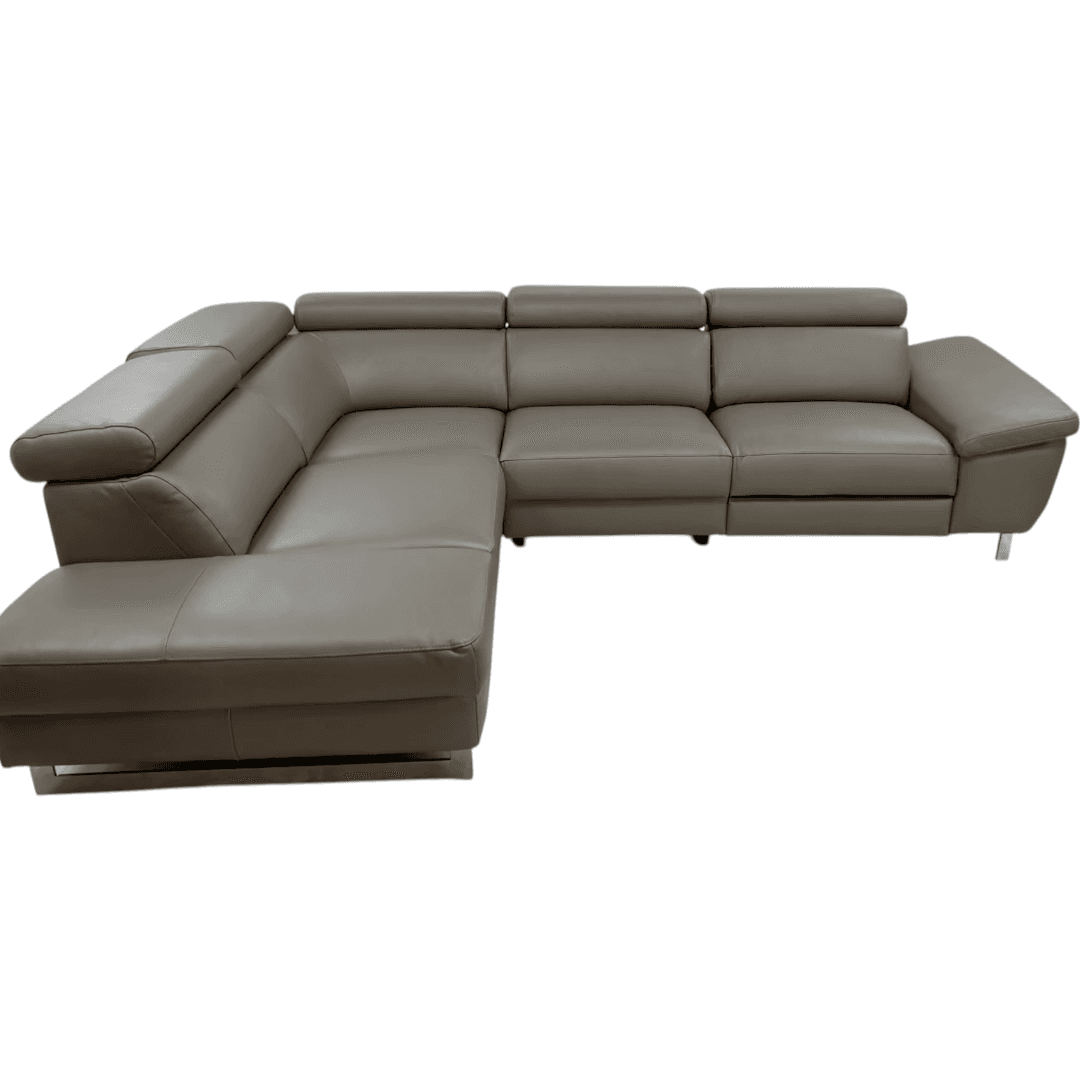 Ebern Designs Italian Leather Power Reclining European Sectional with Adjustable Headrests & Armrest Veeha - Thumbnail 4