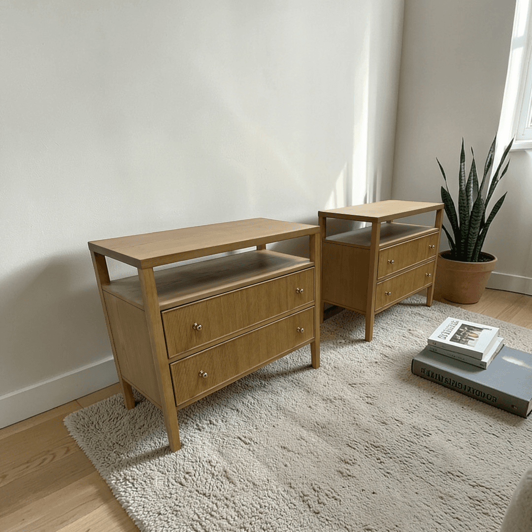 Hokku Designs Taube Highland Open Shelf 2-Drawer Nightstand Set - Image 1