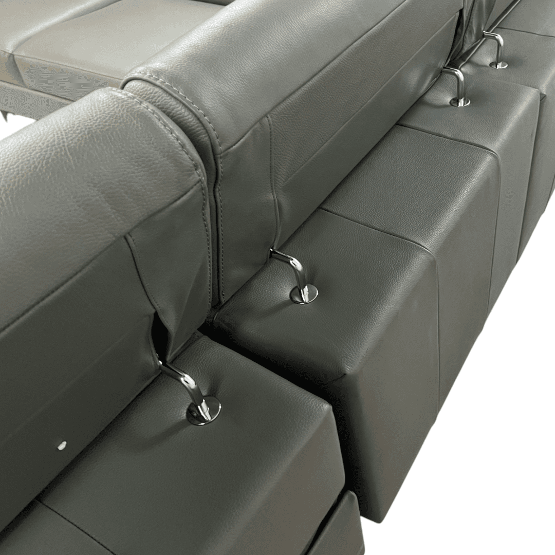 Ebern Designs Italian Leather Power Reclining European Sectional with Adjustable Headrests & Armrest Veeha - Thumbnail 9