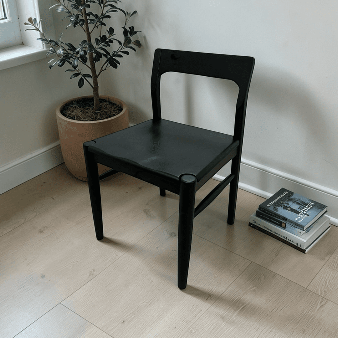 Moe's Home Owing Oak Wood Black Side Dining Chair Set of 6 - Image 1