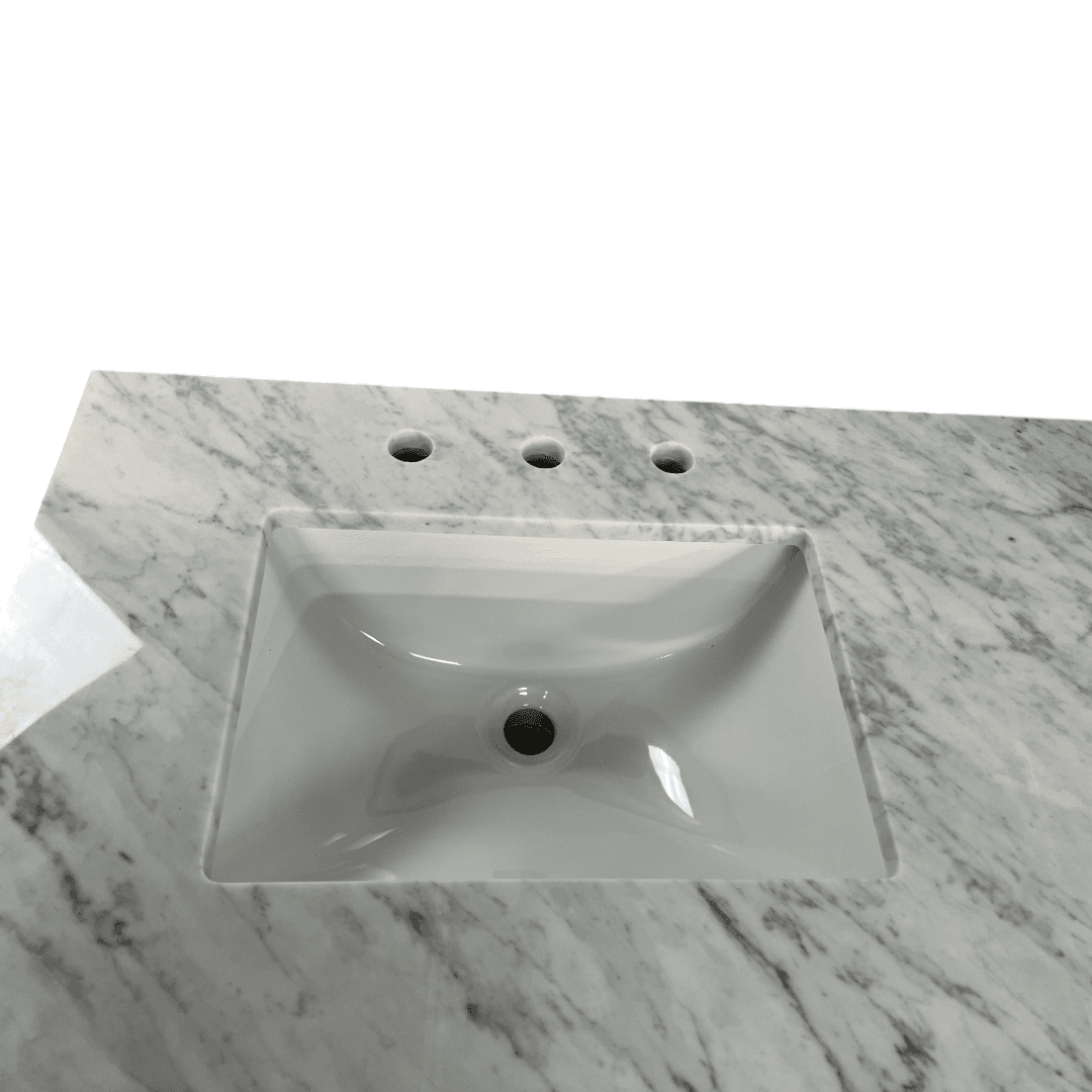 Highbury Furnishings Havana Single Bathroom Vanity in Reeded Birch Carrara Marble Countertop - Thumbnail 7