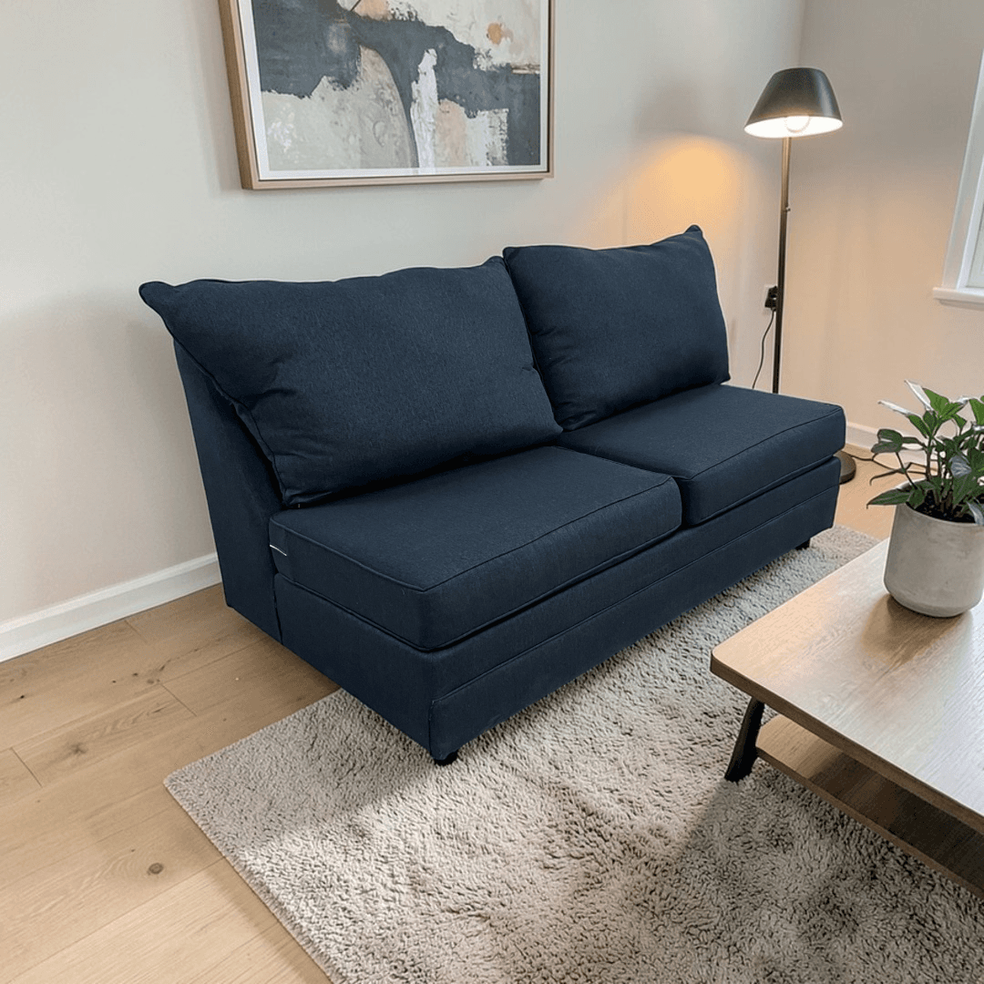 Bob's Brynn Navy Armless Loveseat - Image 1