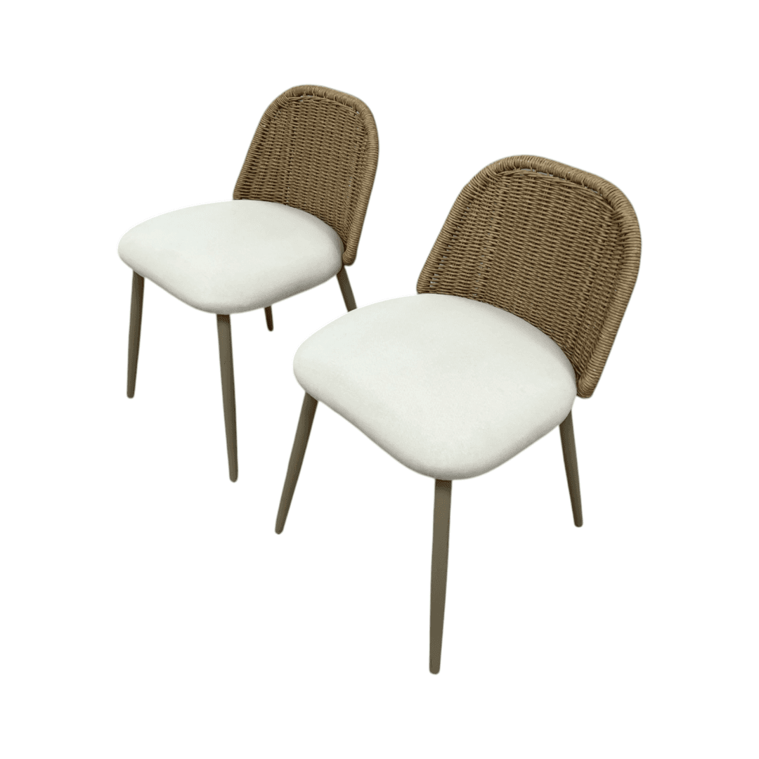 TOV Alexa Rattan Performance Fabric Dining Chair Set of 2 - Thumbnail 6