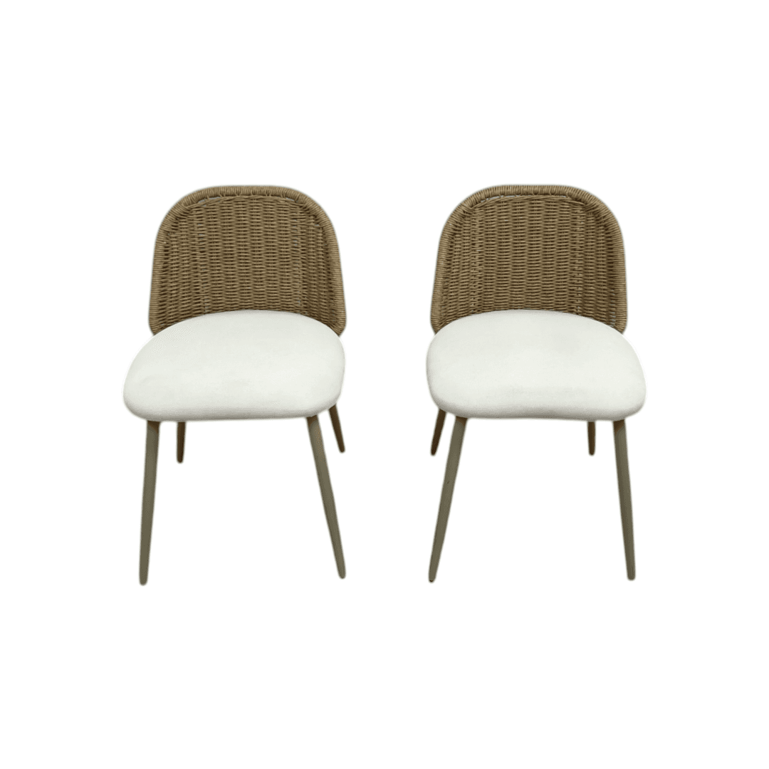 TOV Alexa Rattan Performance Fabric Dining Chair Set of 2 - Thumbnail 2