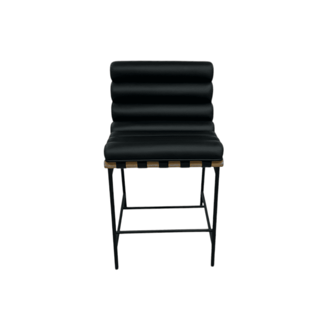 Denver Modern Vail Counter Stool - Black Leather - Thumbnail 2