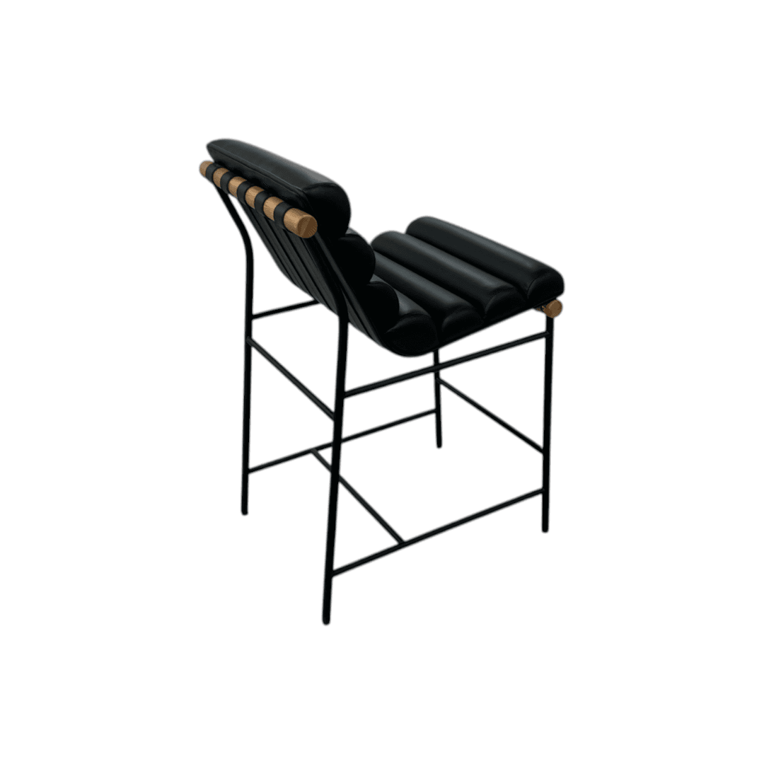 Denver Modern Vail Counter Stool - Black Leather - Thumbnail 12