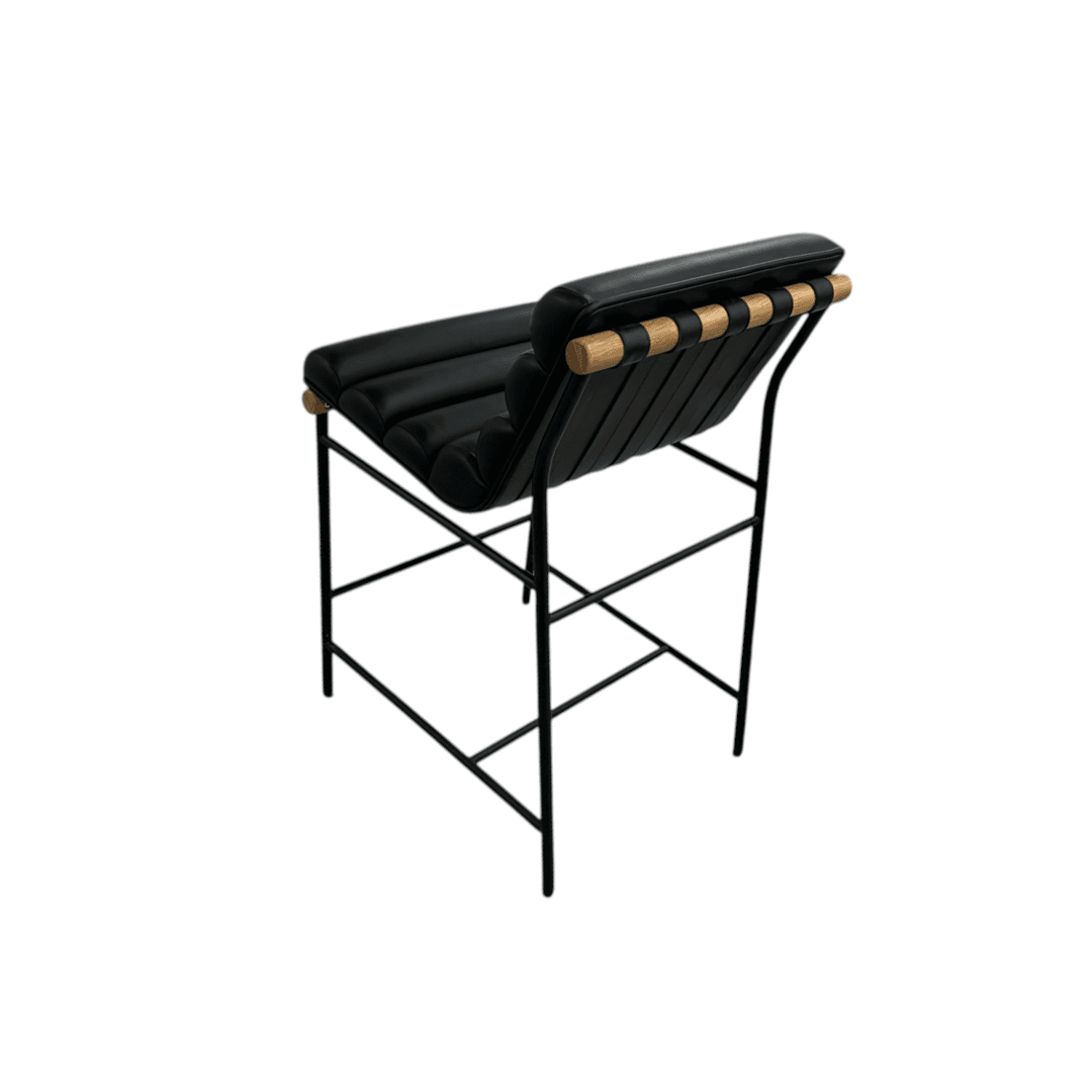 Denver Modern Vail Counter Stool - Black Leather - Thumbnail 14