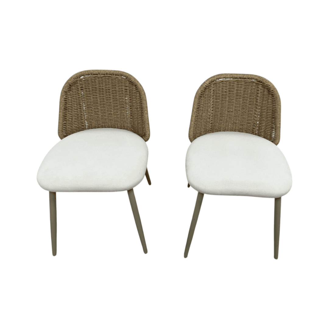 TOV Alexa Rattan Performance Fabric Dining Chair Set of 2 - Thumbnail 7