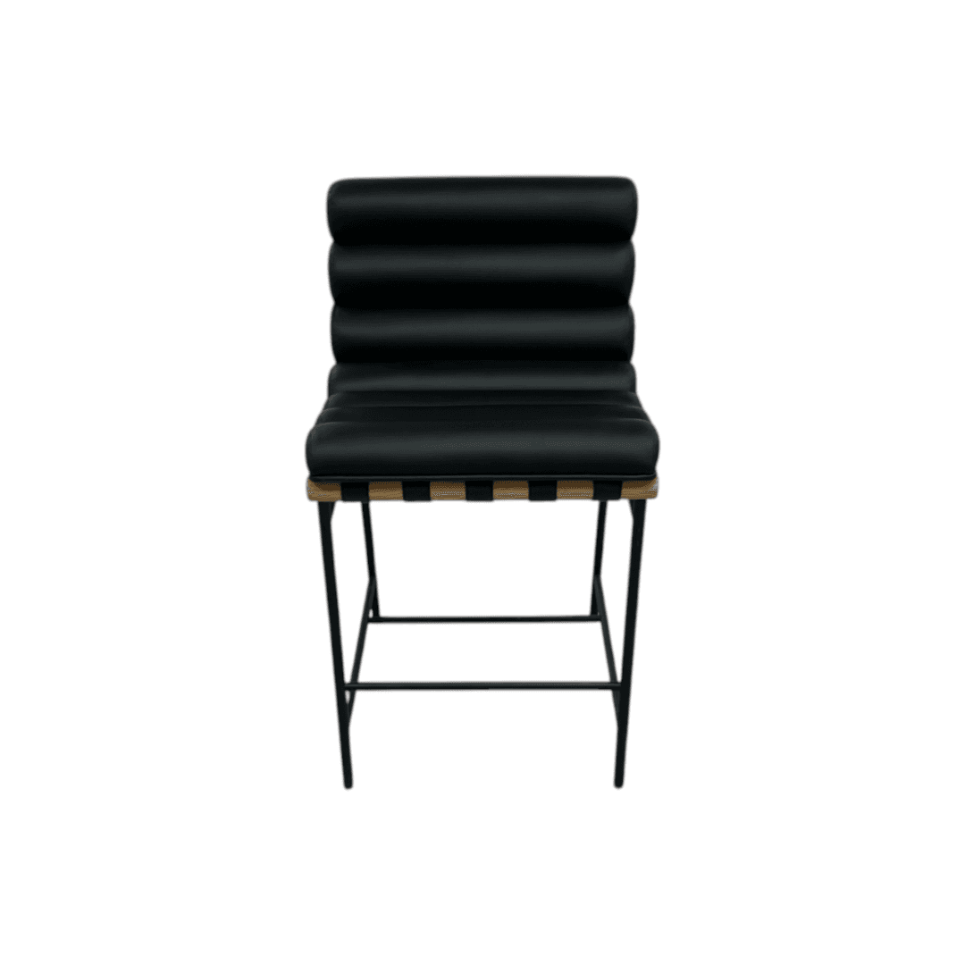 Denver Modern Vail Counter Stool - Black Leather - Thumbnail 3