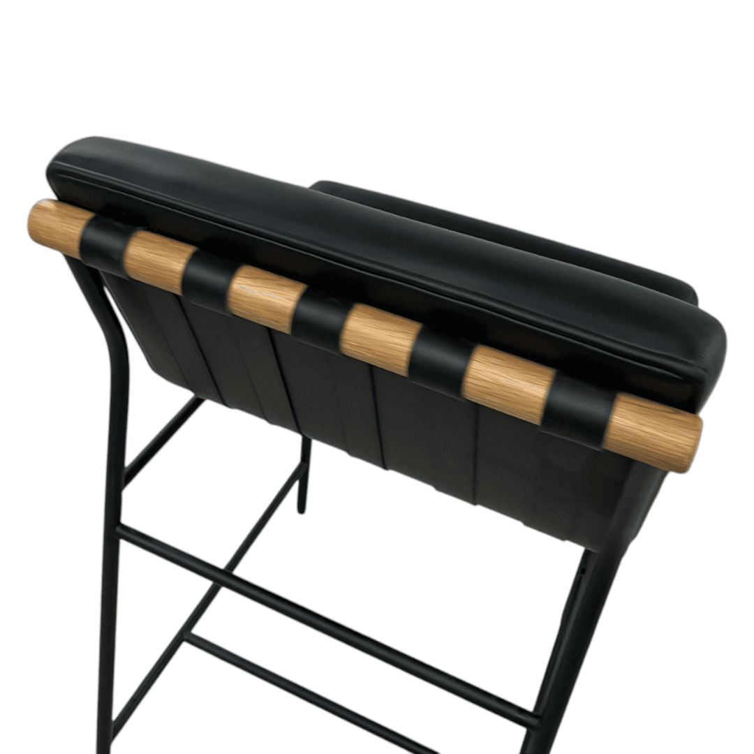 Denver Modern Vail Counter Stool - Black Leather - Thumbnail 13