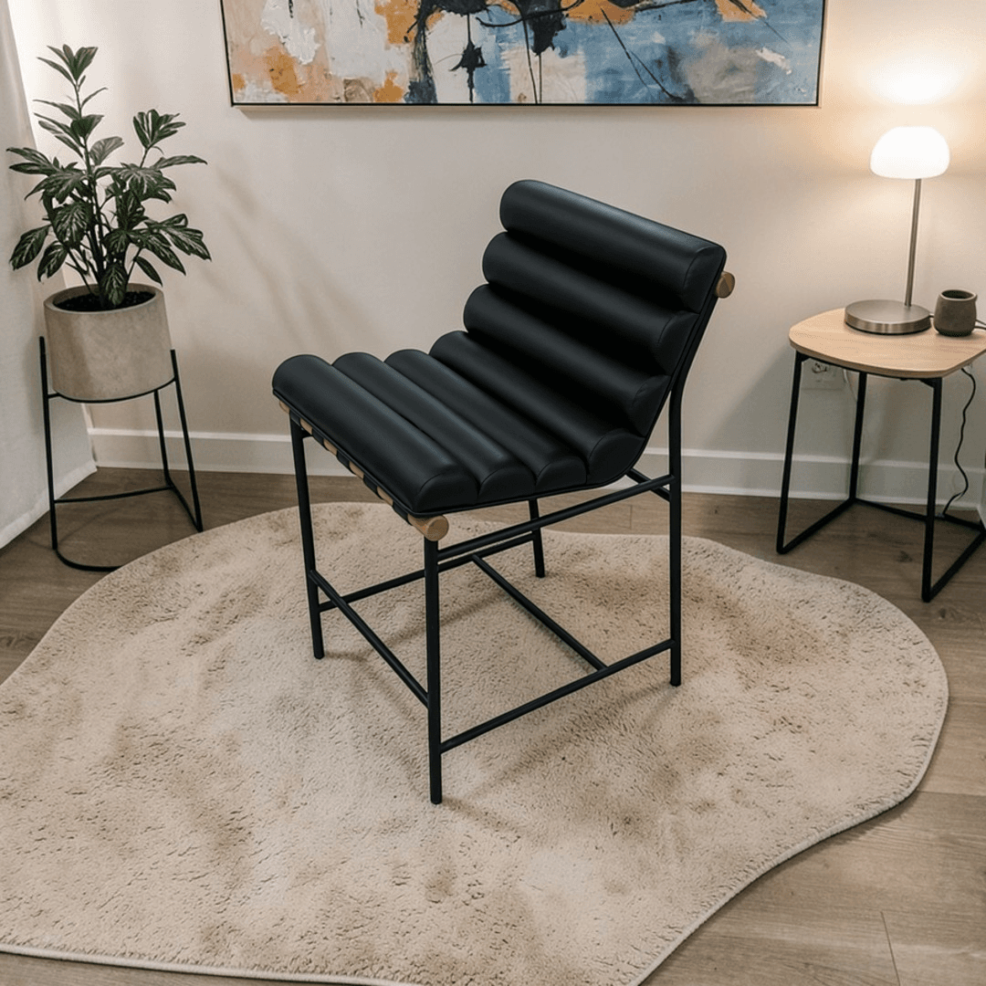 Denver Modern Vail Counter Stool - Black Leather - Image 1